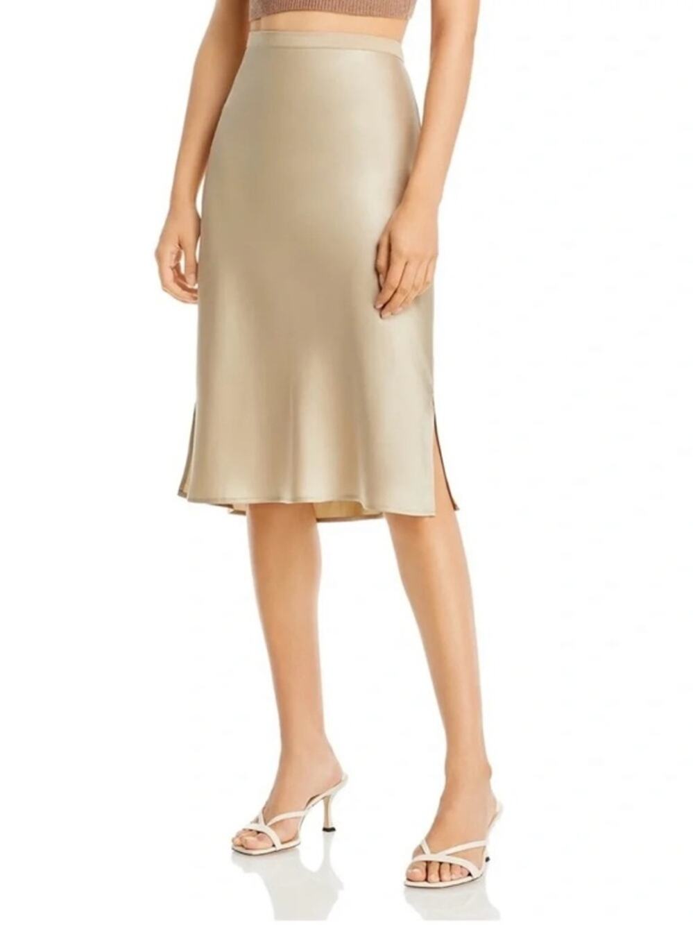 Anine Bing $300 Biege Satin Erin Silk Skirt MEDIUM EUC